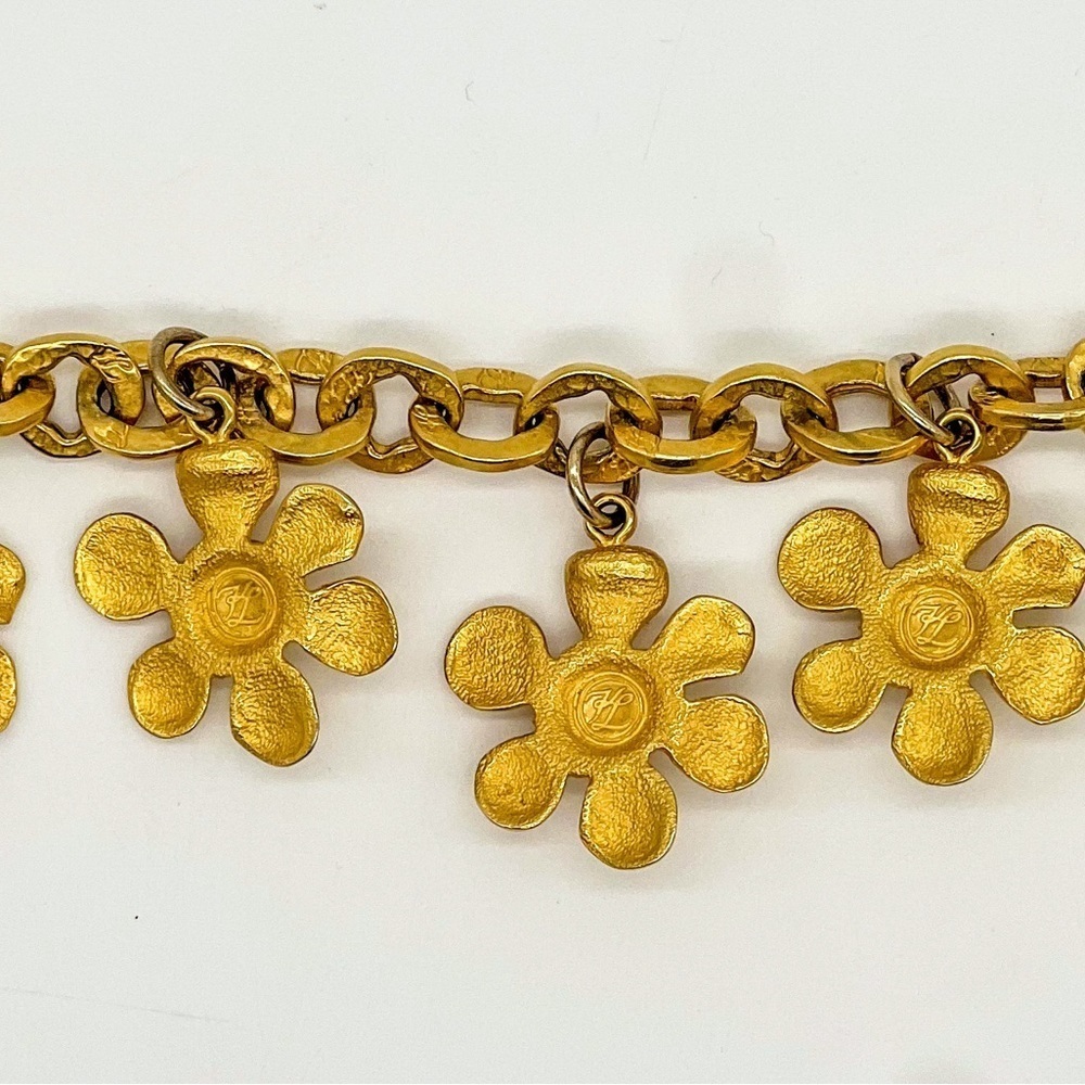 Vintage KARL LAGERFELD Gold Daisey Bracelet 6.25” - Picture 5 of 7